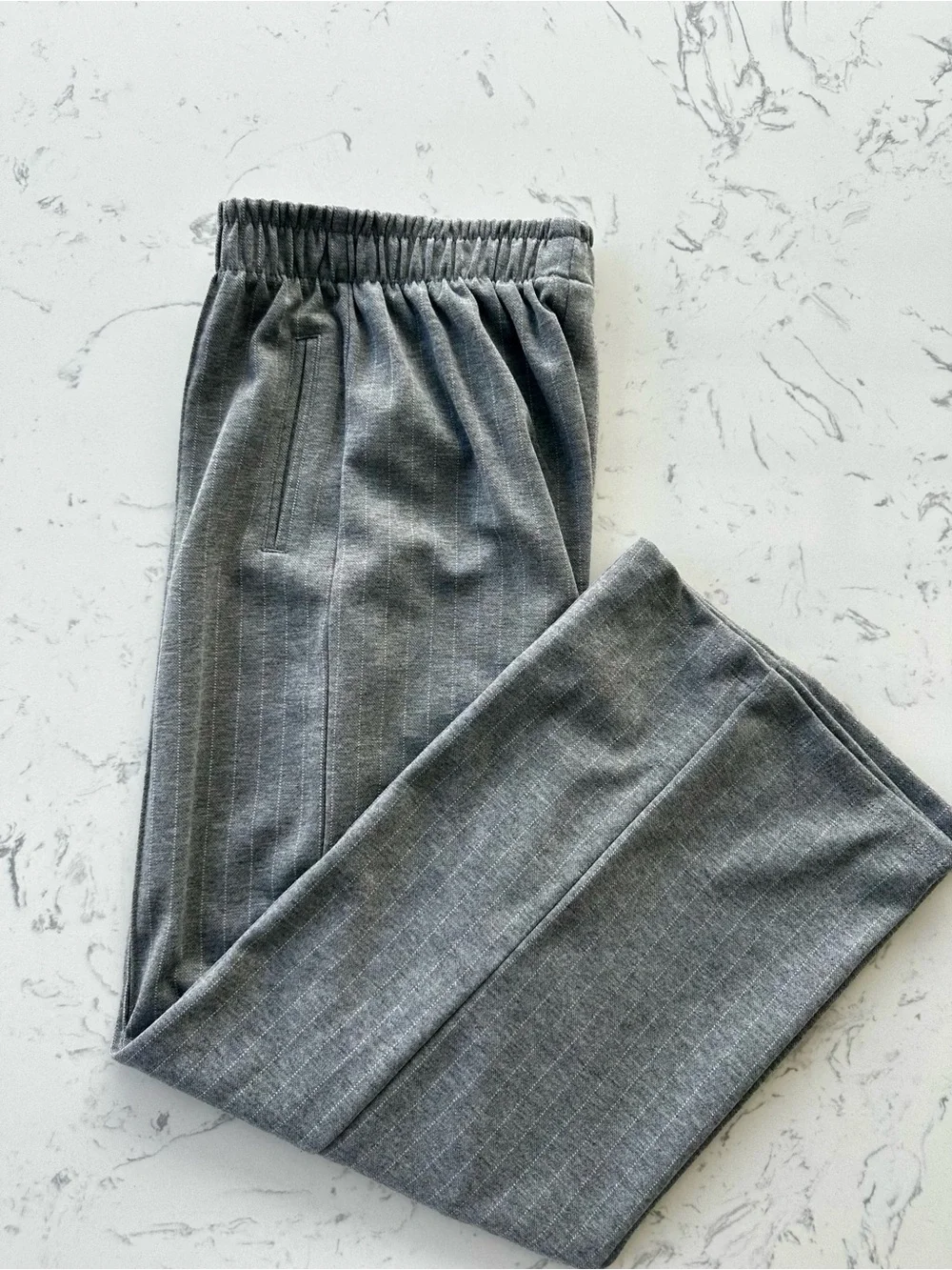 Zara Kids Grey Pinstripe Elastic-Waist Joggers
